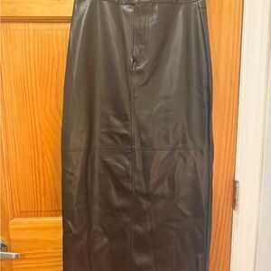 Faux Leather Long Black Skirt